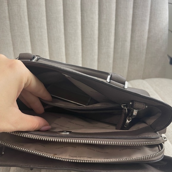 Michael Kors Slate Gray Leather Satchel Bag | MK - Picture 7 of 9